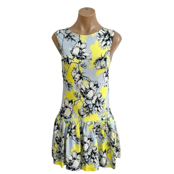 TORN BY RONNY KOBO BRADY FLORAL YELLOW MINI FIT FLARE DROP WAIST DRESS SZ S - Picture 11 of 14
